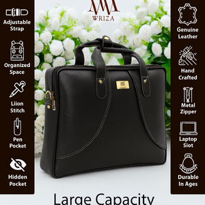 Bandolera de cuero genuino de oficina para hombre de alta calidad, correa ajustable grande, característica RFID duradera, estilo moderno negro Premium - Product Image 2