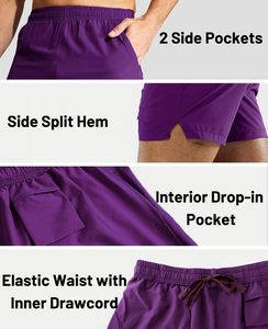 Pantalones cortos deportivos de alta calidad 100% algodón para hombre, pantalones cortos de felpa con cordón para hombre, última moda OEM, casuales, lisos, teñidos y bordados. - Product Image 2