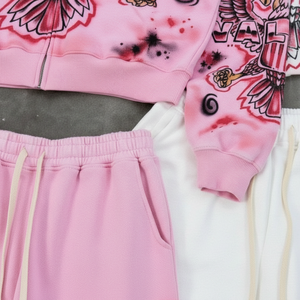 Conjunto de Dos Piezas de Blazer y Pantalones Jogger para Mujer, Ropa de Calle de Verano, Top Corto y Pantalones con Estampado Gráfico Personalizado, Chándal al por Mayor OEM - Product Image 5