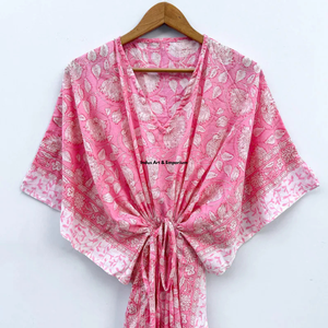 Kaftán de algodón estampado a mano al por mayor, kaftán de playa de algodón estampado, vestido de fiesta para mujer, vestido maxi de noche - Product Image 3