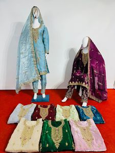 Jimy Choo Luxury Ladies PentSuit Collection Estilo indio Full Jarkan Stonework Heavy Dupatta 5 diseños 5 colores para ropa de fiesta - Product Image 3