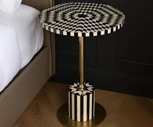 Mesa de Cajones con Incrustaciones de Hueso de ILAHI, con Base de Latón, Diseño Moderno, Detalles de Ágata, Almacenamiento de Tres Niveles, Mueble Portátil para el Hogar - Product Image 5