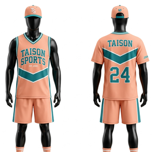 Uniforme de cheerleading en polyester et élasthanne de qualité supérieure, 180 GSM, couleur pêche-vert sarcelle, avec panneaux chevron, impression par sublimation, broderie, logo personnalisé - Product Image 1
