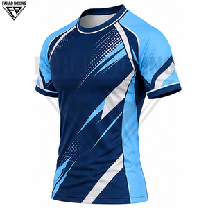 Conjunto de Rash Guard de Manga Corta con Rayas Diagonales Blancas y Pantalones Cortos de Entrenamiento a Juego, Personalizado en Azul Marino Claro, Sin Gi, 2026 - Product Image 2