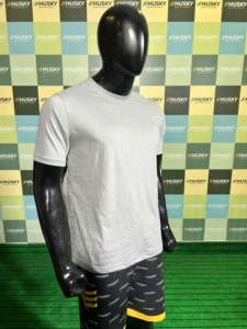 T-shirt en jersey de coton gris à manches courtes et col rond pour homme, coupe classique, motif décontracté, respirant, séchage rapide, 100 % coton - Product Image 3