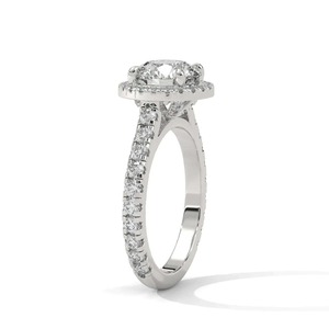 Anillo de Compromiso de Oro Amarillo de 14K con Diamante Cultivado en Laboratorio de 2 CT, Corte Redondo, con Halo y Banda Pavé para Mujer - Product Image 2