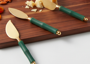 Copper Blade <b>Cheese</b> <b>Knife</b> <b>Set</b> With Green Plastic Handles Durable Metal <b>Cheese</b> Tools Dishwasher Safe For Kitchen Use And Home Use - Product Image 5
