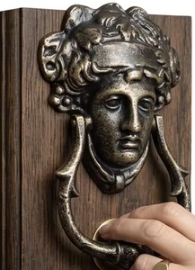 Timbre de puerta de hierro fundido con diseño de rostro de diosa, estilo tradicional, ecológico, impermeable y duradero, accesorio de entrada. - Product Image 1
