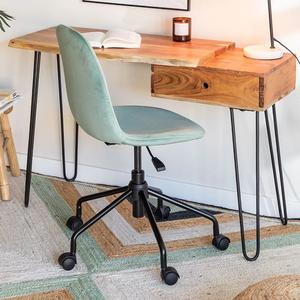 Escritorio para Computadora Vandana Hexa Vista con Superficie de Madera y Patas de Metal - Product Image 1