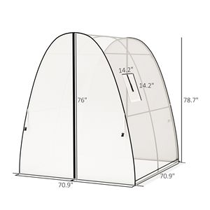 Invernadero tipo túnel blanco de 6 x 6 x 6.6 pies con cubierta de PE con dobladillo y bolsas de arena, 2 puertas y ventanas con mosquitera para jardines - Product Image 5