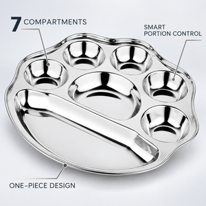 Plateau repas indien en acier inoxydable à 7 compartiments pour cantine scolaire et restaurant - Product Image 2