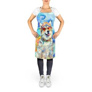 Delantal Unisex grande Multicolor Malamute de Alaska Hippie Dawg para cocina, manualidades para hornear, jardinería, para adultos, mujeres y hombres - Product Image 2