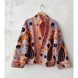 เสื้อแจ็คเก็ตครอปปักลายซูซานีทำมือ ผ้าฝ้าย แต่งลายดอกไม้สไตล์โบฮีเมียน เสื้อคลุมสไตล์ชาติพันธุ์ - Product Image 2