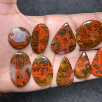 Pierre précieuse en agate de Siam, cabochon taillé coussin fait main, certifiée par un tiers, avec jeu de couleurs, idéale pour les créateurs de bijoux