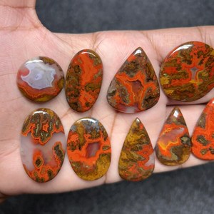 Pierre précieuse en agate de Siam, cabochon taillé coussin fait main, certifiée par un tiers, avec jeu de couleurs, idéale pour les créateurs de bijoux - Product Image 6