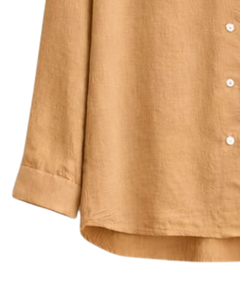 Conjunto de Dos Piezas para Mujer, Camisa Amarillo Mostaza y Pantalones Anchos Azules, Estilo Casual de Algodón y Lino, Ropa Holgada de Verano, OEM - Product Image 5