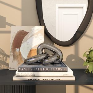 Modern Silver Chain Link <b>Decorative</b> Sculpture Polished Metal Knot Art Ornament Contemporary Tabletop Home <b>Office</b> <b>Decor</b> Accent - Product Image 5