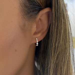 Diamond Huggie <b>Earrings</b> Graduated Round Cut Lab Grown Solitaire Everyday Wear Modern 12.5mm Hinge <b>Hoops</b> Gift For Women Wholesale - Product Image 2