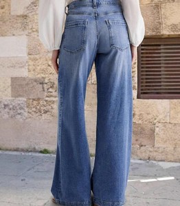 New Retro Straight Jeans Female Embroidery <b>Stretch</b> Mid Waist Breathable Japan Style Casual Pants - Product Image 5