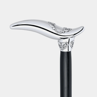 Bâton en bois fait main avec poignée en aluminium de style vintage de luxe, finition argentée, pour costume de gentleman victorien, d'Halloween et de carnaval