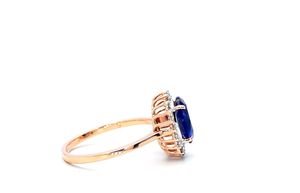 Luxury oval royal blue sapphire diamond halo <b>ring</b> <b>crafted</b> for weddings anniversaries and premium gemstone jewelry - Product Image 4