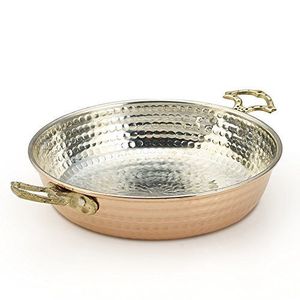 Sartén de Cobre de Lujo con Mango de Latón, Sartén Artesanal Martillada para Colecciones de Cocina Elegantes, Decoración para el Hogar y Hoteles - Product Image 1