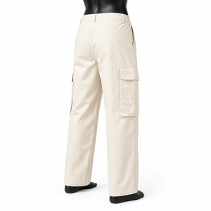 Pantalones Cargo Personalizados para Hombre, de Algodón Twill, Pierna Ancha, Multibolsillos, Casuales, para Trabajo, Color Beige, Venta al Por Mayor, OEM - Product Image 5