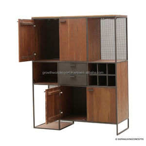 Buffet de bar moderne pour salon |   Meuble de rangement d'appartement en bois de manguier de luxe |   Buffet de bar multifonctionnel |   Fait main - Product Image 3