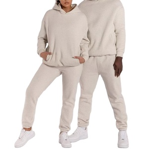Luxury 2025 Men's Sweatsuit Jogger Set Custom Plain Sports Wear with Embossed Print Hoodie and Sweatpants - Product Image 2