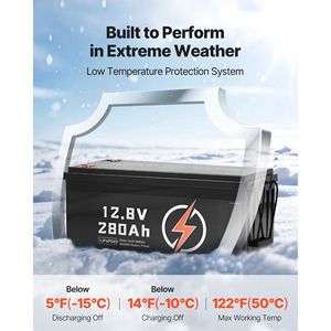 Confezione da 2 Batterie LiFePO4 a Ciclo Profondo 12V 280Ah (51.2V 5kWh) - 15000 Cicli, BMS, Pronte per Basse Temperature - Product Image 4