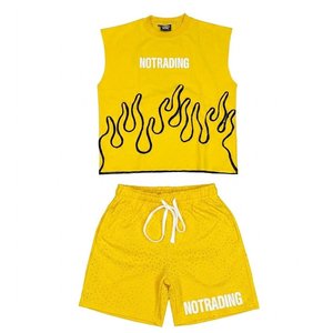 Most Sales Articles Custom Printed Logo Men's Yellow Sleeveless <b>Shirts</b> And Shorts Sets For Streetwear Summer Outdoor Set Clothes - Product Image 1