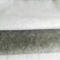 Tissu non tissé Stitch-Bond CT0142, tissu éponge côtelé blanc, 100% nylon 100D, poids moyen, couleur unie, style extensible