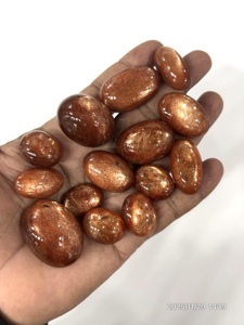 Pierre précieuse naturelle indienne Madrasi Sunstone, pierre précieuse naturelle Sunstone en vrac, forme mixte, cabochon en vrac - Product Image 2