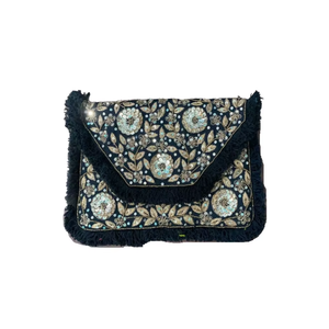 Pochette en jute brodée à la main, sac à main pour femme, élégant, traditionnel, pour les soirées - Product Image 3