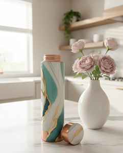 Botella de Agua de Cobre Puro con Estampado Floral y Adhesivo de Esmalte Duradero para Beber en Casa, Villa u Hotel, Unisex - Product Image 6