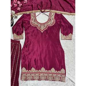 Hermoso conjunto de traje de fiesta bordado para mujer con codificación de trabajo de secuencia - Product Image 4