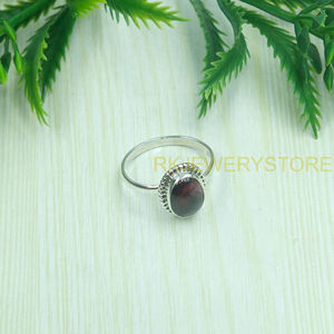 Anillo de granate rojo, anillo de plata de ley 925, anillo de piedra roja, anillo minimalista, joyería de granate, regalo de cumpleaños para esposa, novia, madre - Product Image 2