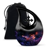 Venta caliente hermosa mar azul y tortuga lágrima cremación urna para adultos para cenizas humanas con bolsa de terciopelo gratis - Product Image 4