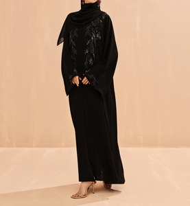 Wholesale Dubai Beautiful Black Traditional Islamic Women's Saudi Arabian <b>Abaya</b> Spring Polyester Breathable Ankle Length Muslim - Product Image 3