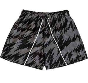 Shorts unisexes Hnz à rayures imprimées en spandex, avec cordon de serrage, taille élastique, coupe ample, pour la course à pied et la gym - Product Image 1