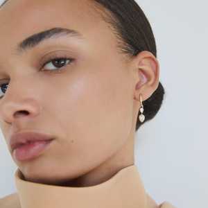 Dangle Ear Jackets Pear Cut Lab Grown Diamond Prong Set Two Stone Drop Charm <b>Hoop</b> Enhancers 10k 14k 18k Solid Gold Factory Price - Product Image 2