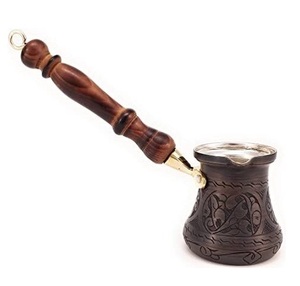 Cafetera Turca, Griega y Árabe Antigua de Cobre y Latón, Cafetera para Estufa, Cezve, Ibrik, Briki con Mango de Madera - Product Image 4