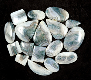 Lot de cabochons en agate mousse naturelle, vente en gros, pierres précieuses en agate mousse verte pour la création de bijoux - Product Image 1