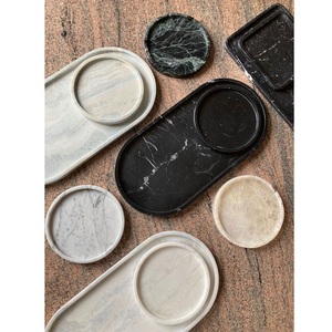Juego de bandejas de mármol surtidas, rectangulares, ovaladas y redondas, de piedra natural, para servir y decorar, para el hogar de lujo, la cocina y la hostelería. - Product Image 6