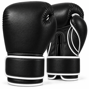 Gants de boxe personnalisés en cuir synthétique avec poignées et surpiqûres blanches pour entraînement et sparring en extérieur – Vente en gros OEM - Product Image 2