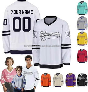 Maillot de hockey sur glace unisexe à col en V et manches longues, personnalisable avec nom et numéro, en polyester, OEM, nom d'équipe vierge pour compétition et entraînement - Product Image 1