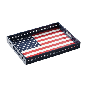 ถาดเสิร์ฟลายธงชาติแบบเป็นมิตรต่อสิ่งแวดล้อม ทำจากไม้เอ็มดีเอฟเคลือบแลคเกอร์ สำหรับงานเทศกาลอเมริกัน วันรำลึก และงานปาร์ตี้วันที่ 4 กรกฎาคม - Product Image 1