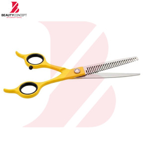 กรรไกรซอยผมสีเหลืองสดใส ด้ามจับพลาสติก สำหรับมืออาชีพ ใบมีดสแตนเลส สำหรับช่างตัดผม - Product Image 2