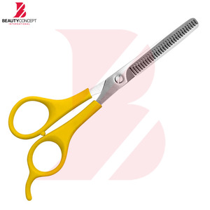Ciseaux à effiler professionnels en acier inoxydable de haute qualité avec manche en plastique jaune pour salon de coiffure et barbier – Outils de texturisation - Product Image 5