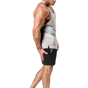 Débardeur sans manches en coton gris uni pour homme, col en V, style décontracté, respirant, 100% coton - Product Image 6